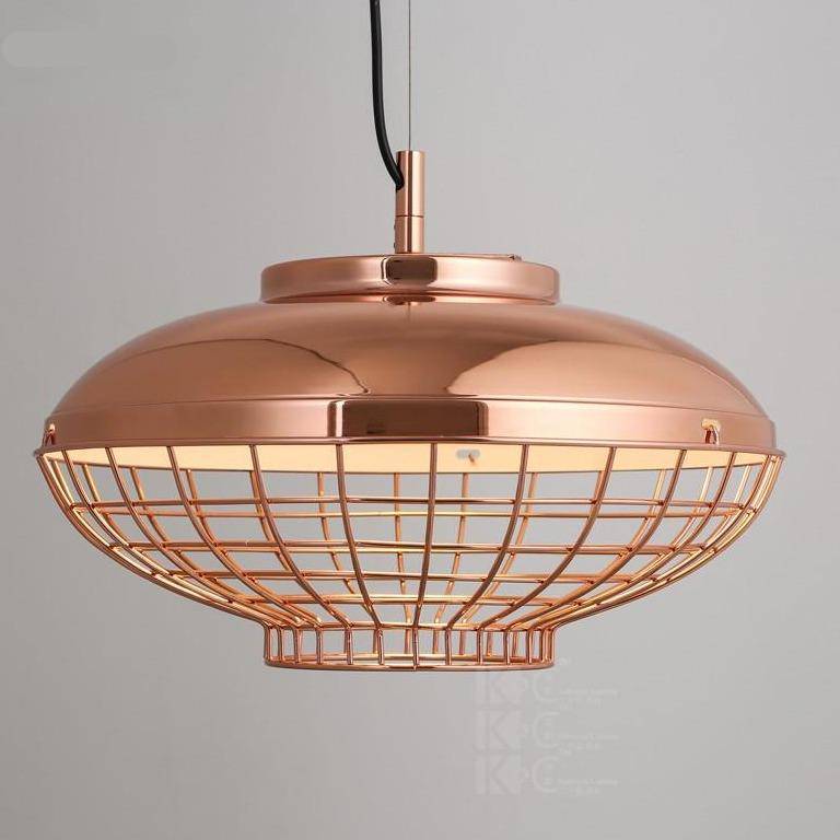 Suspension chromé style cuivre en cage Vintage - vue 4 sur 5