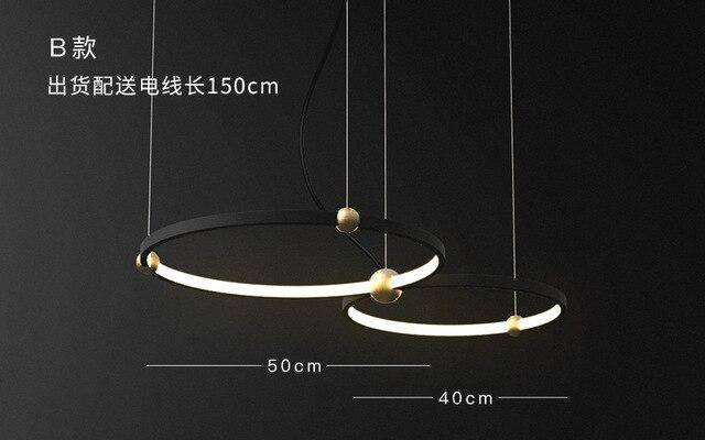 Lustre design à anneaux à LED et boules dorées - vue 8 sur 9