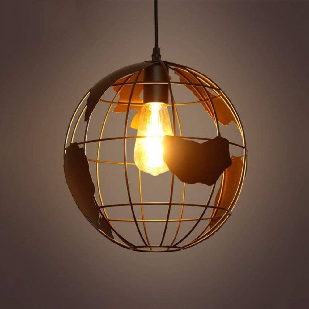 Suspension design LED en forme de globe industriel style Terra - vue 3 sur 3