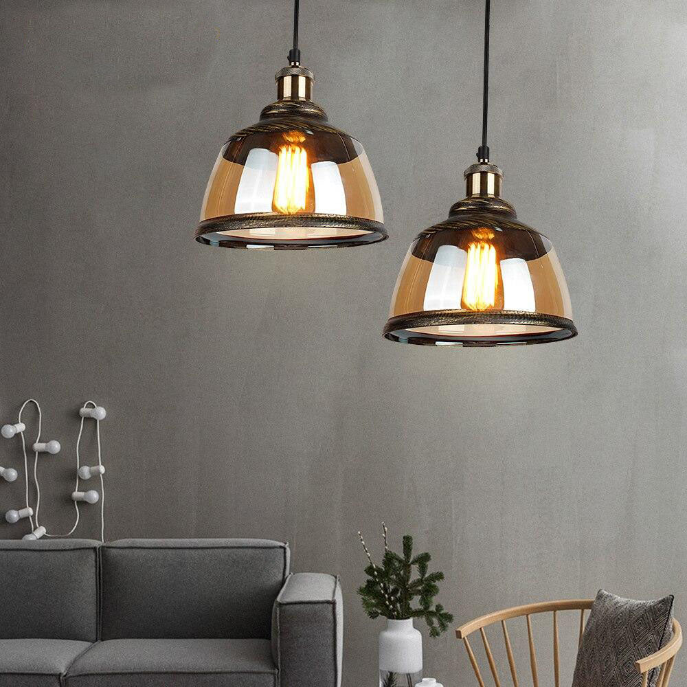 Suspension LED vintage avec abat-jour en verre fumé Palezzi - vue 3 sur 4
