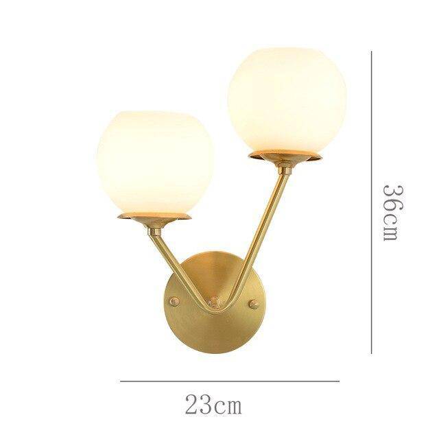 Applique murale design LED en métal doré avec double boule en verre