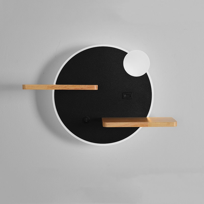 Applique murale moderne LED avec étagères en métal Olympea