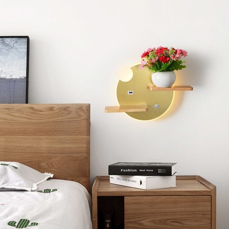 Applique murale moderne LED avec étagères en métal Olympea