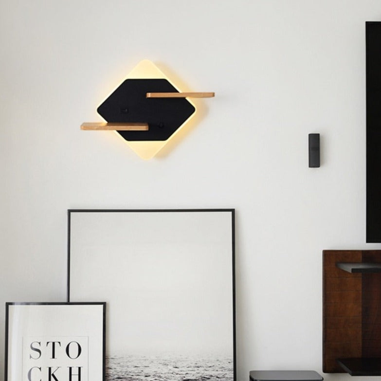 Applique murale moderne LED avec étagères en métal Olympea