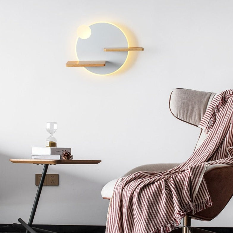 Applique murale moderne LED avec étagères en métal Olympea