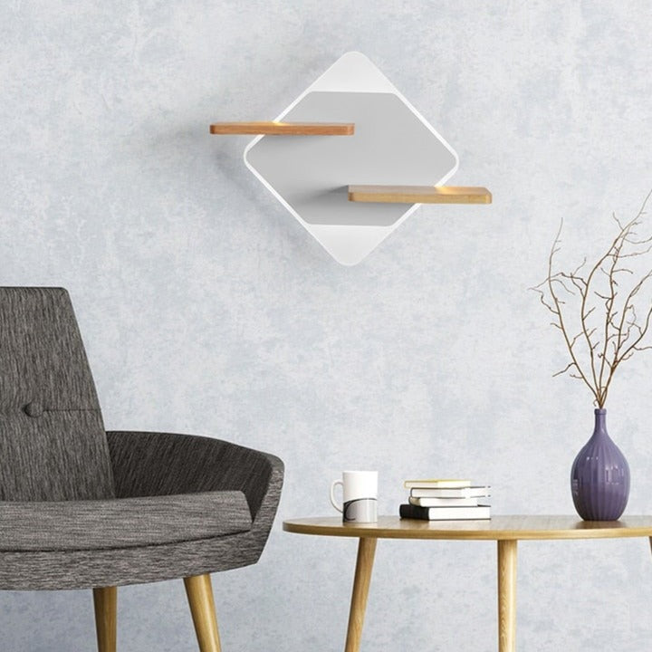 Applique murale moderne LED avec étagères en métal Olympea