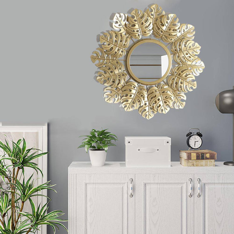 Miroir mural rond doré décoratif style soleil