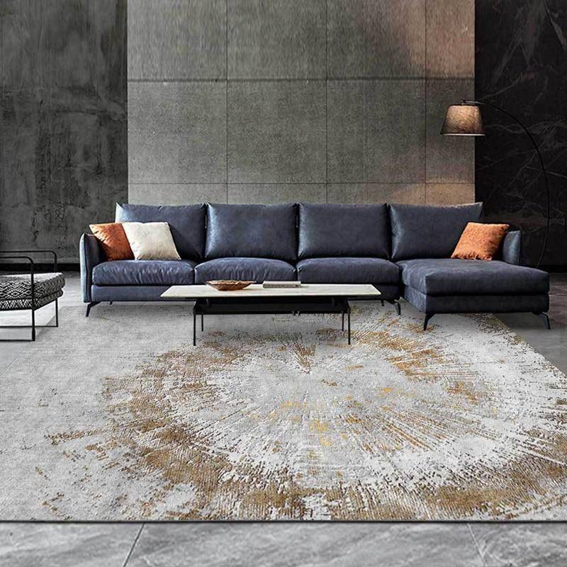 Tapis vintage tornade dorée et grise Rug - vue 3 sur 5