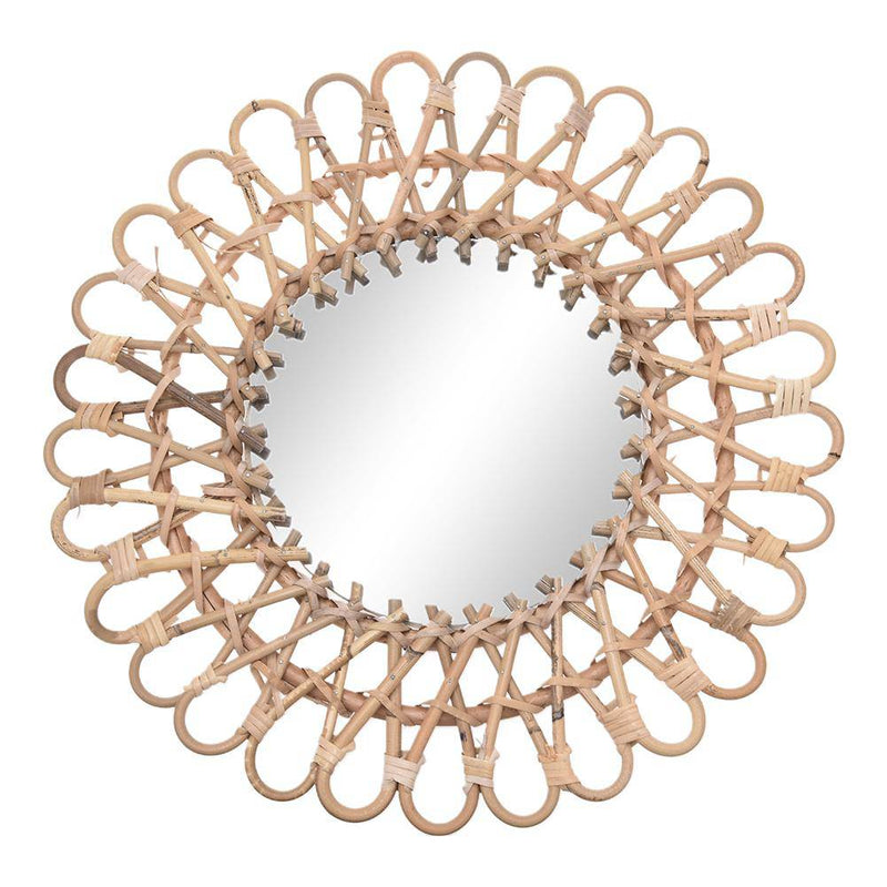 Miroir mural rond décoratif en rotin 40cm