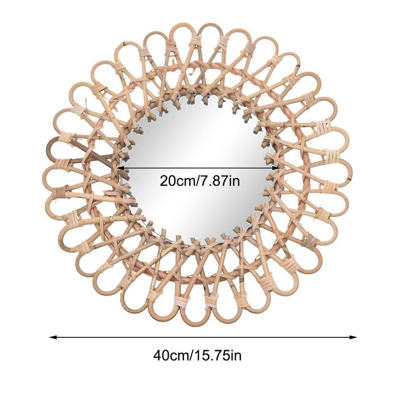 Miroir mural rond décoratif en rotin 40cm