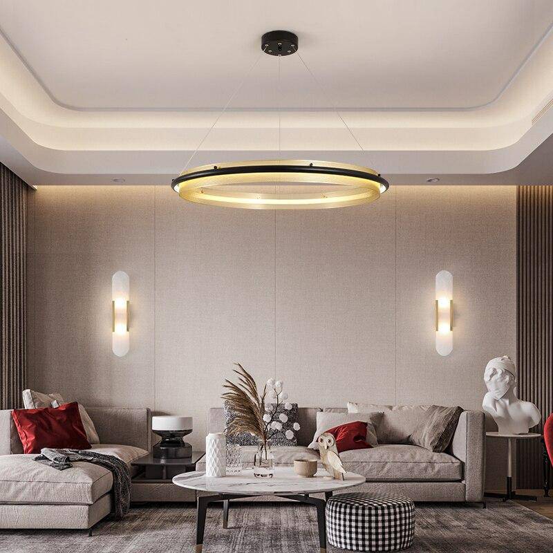 Lustre design à LED avec anneau en métal doré Luxury - vue 5 sur 9