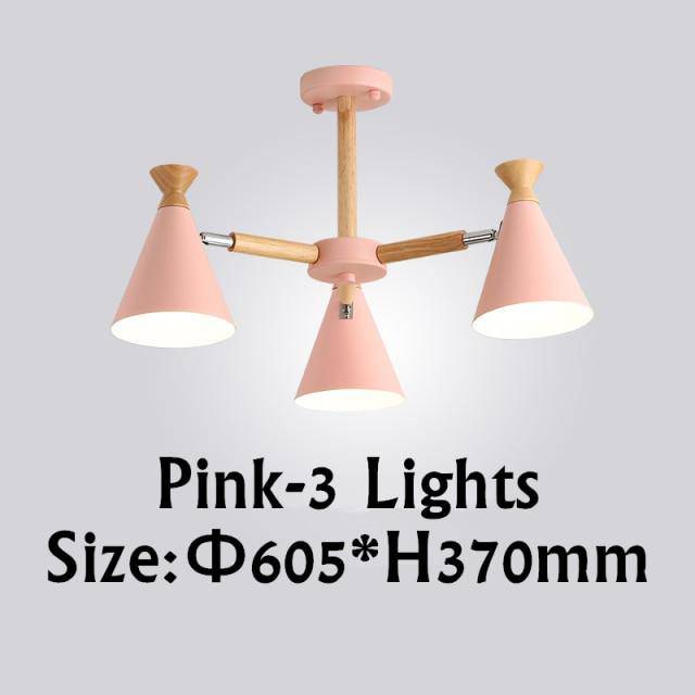 Lustre moderne à LED en bois avec abat-jour métal coloré - vue 17 sur 19