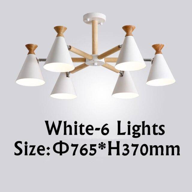Lustre moderne à LED en bois avec abat-jour métal coloré