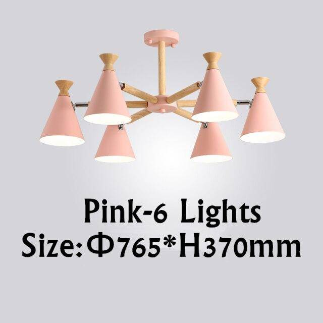 Lustre moderne à LED en bois avec abat-jour métal coloré - vue 13 sur 19