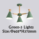 Lustre moderne à LED en bois avec abat-jour métal coloré