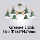 Lustre moderne à LED en bois avec abat-jour métal coloré