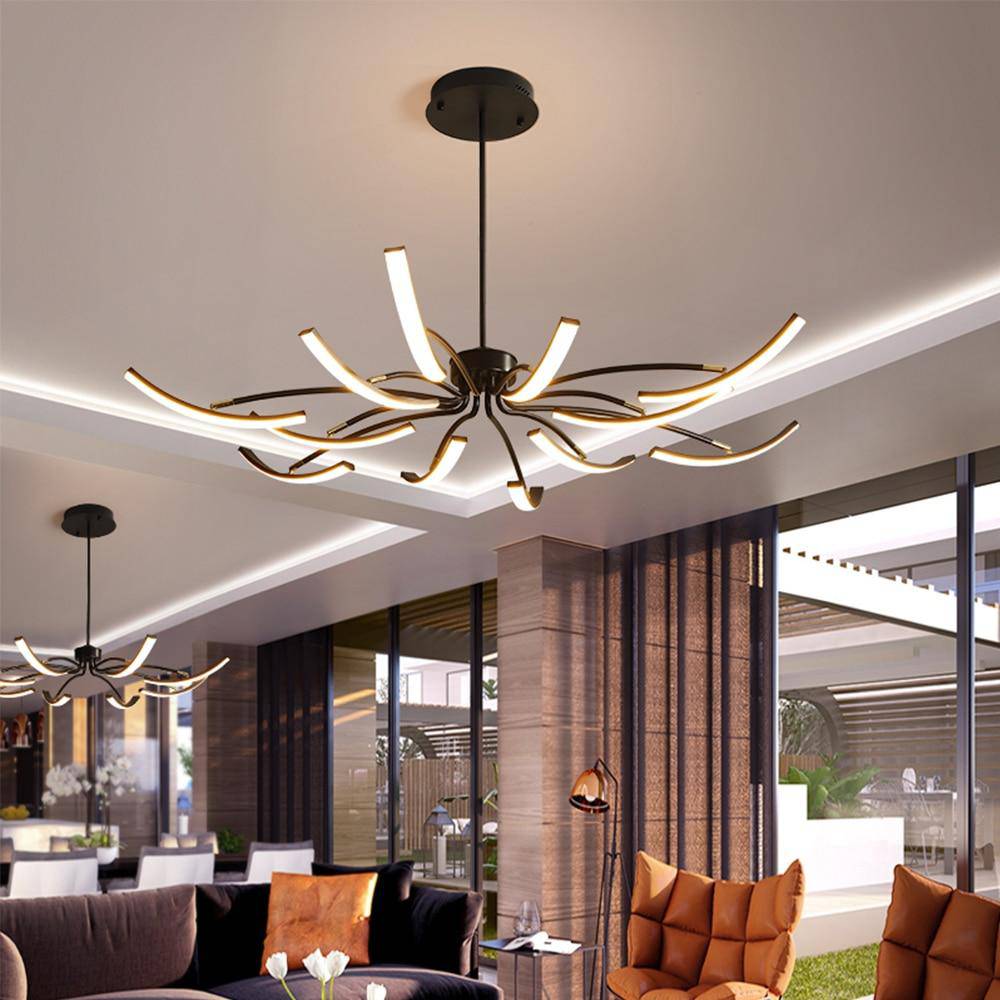 Lustre design à LED en métal avec plusieurs tiges Kyio - vue 4 sur 15