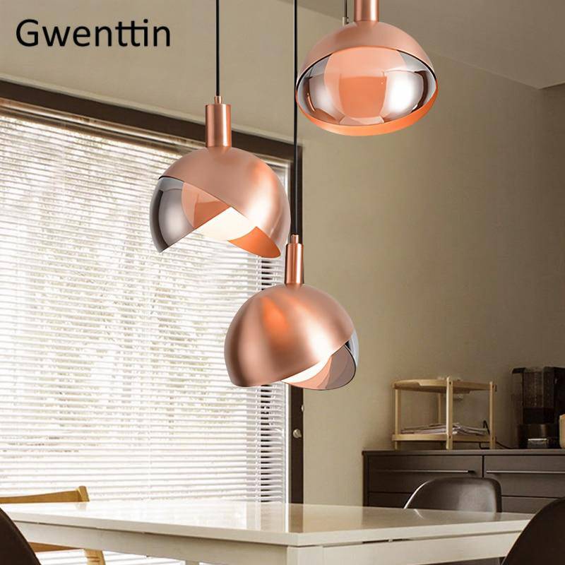 Suspension design LED avec abat-jour sphérique en métal doré Loft - vue 3 sur 7