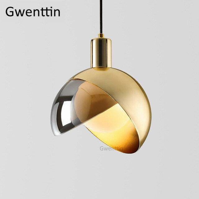 Suspension design LED avec abat-jour sphérique en métal doré Loft - vue 7 sur 7