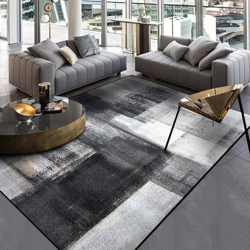 Tapis rectangle moderne noir et blanc Ink B