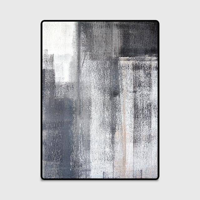Tapis rectangle moderne noir et blanc Ink A