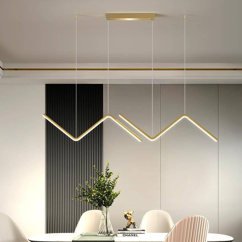Lustre design LED en métal avec formes triangulaires modernes - vue 4 sur 8