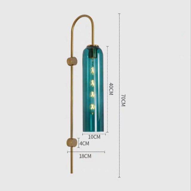 Applique murale design à LED avec abat-jour allongé en verre coloré et métal - vue 7 sur 9