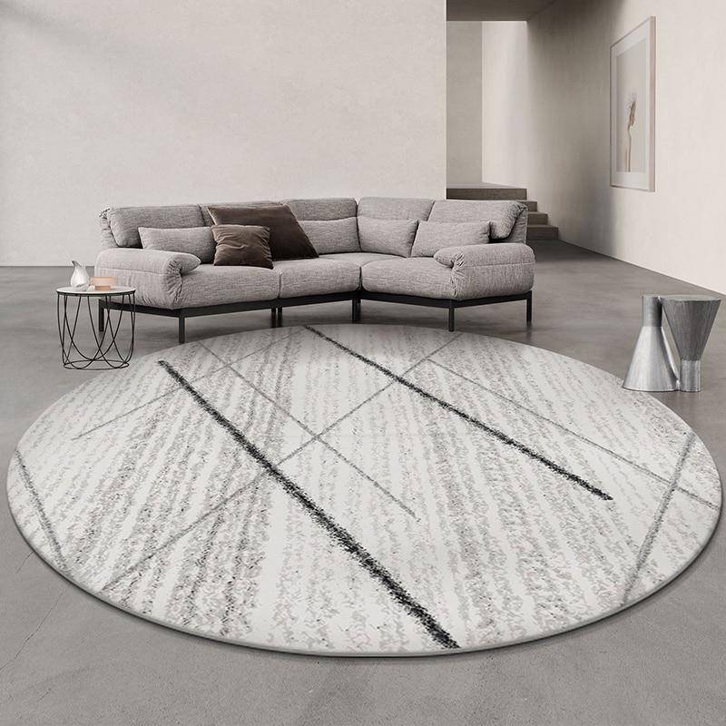 Tapis moderne rond gris aux traits noirs Floor - vue 3 sur 2