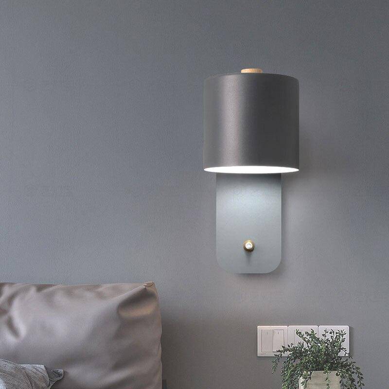 Applique murale moderne LED aux formes arrondies en métal et bois Nordic