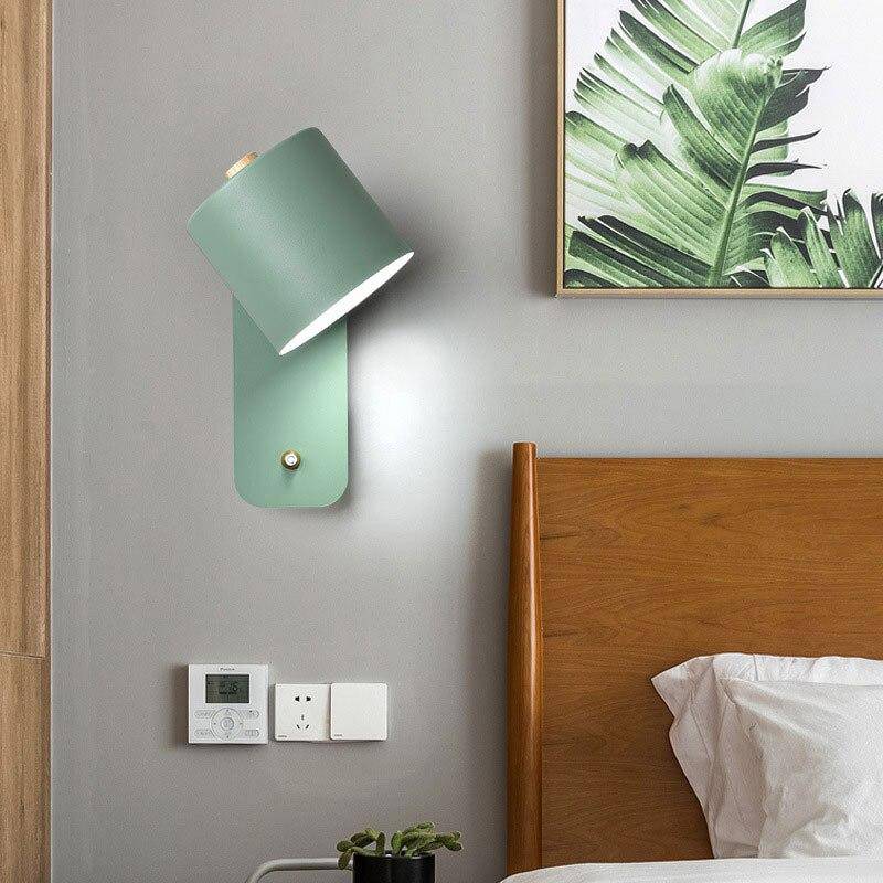 Applique murale moderne LED aux formes arrondies en métal et bois Nordic