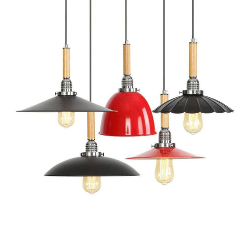 Suspension vintage LED en métal avec abat-jour style rétro