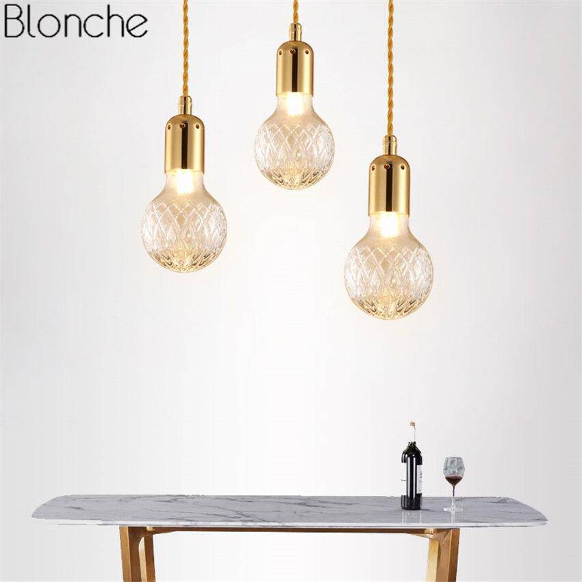 Lustre design doré LED en métal et verre cristal Loft - vue 4 sur 6