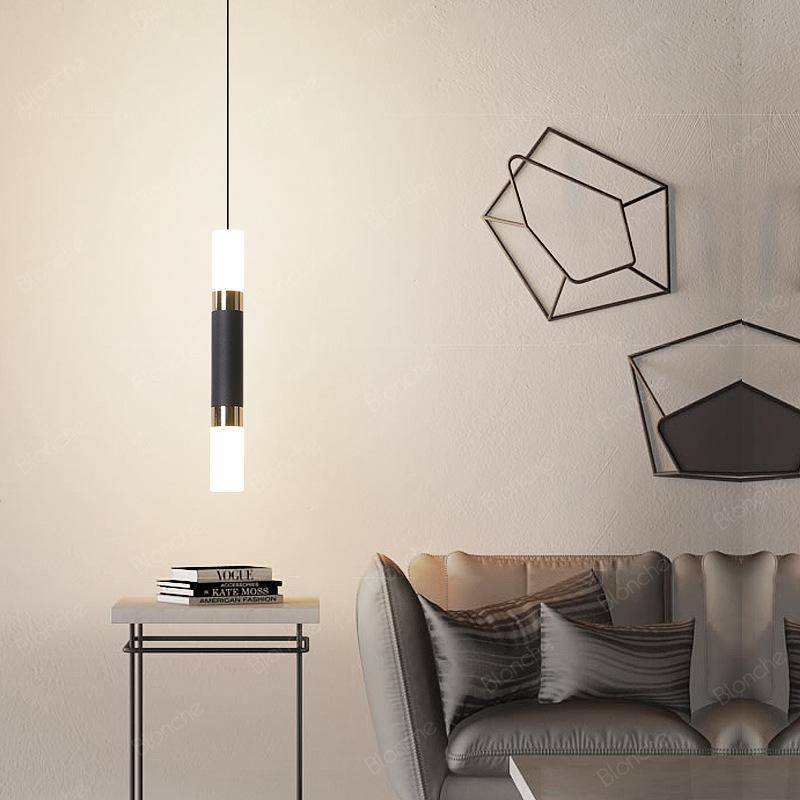 Suspension cylindrique design LED en metal noir Loft