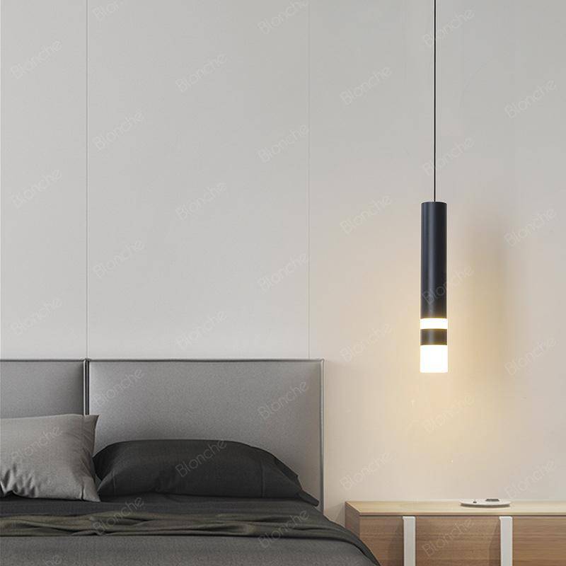 Suspension cylindrique design LED en metal noir Loft