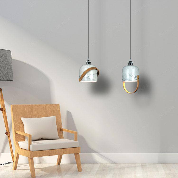 Suspension design LED avec abat-jour en marbre blanc Loft - vue 7 sur 8