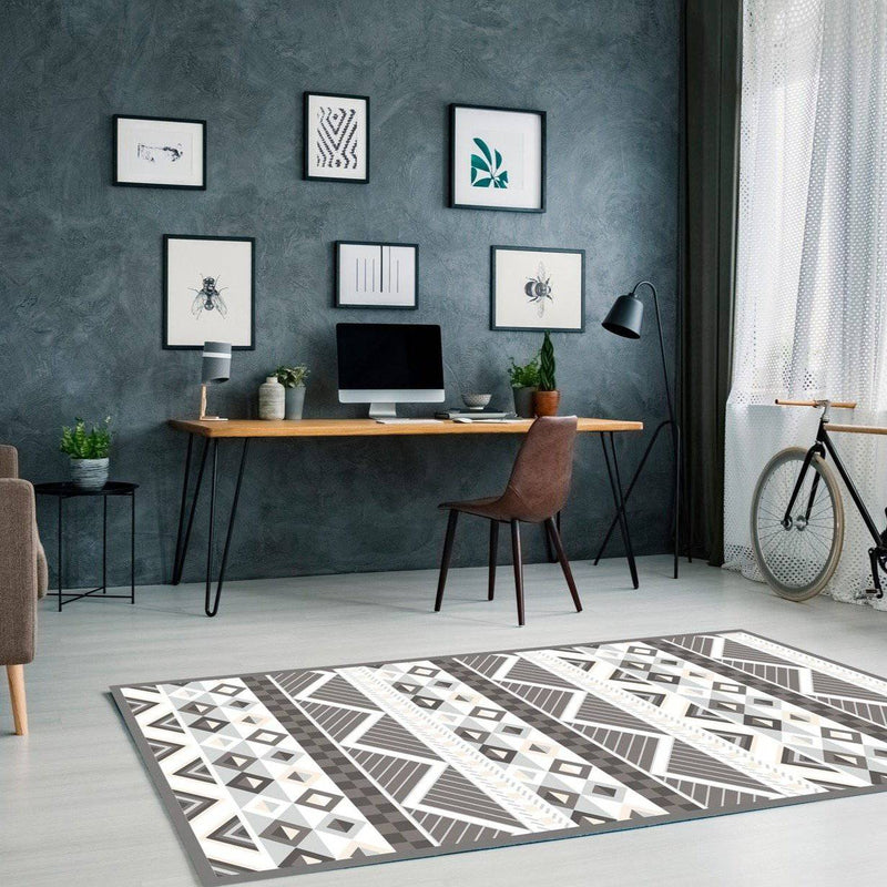 Tapis moderne rectangle gris aux formes géométriques Rug