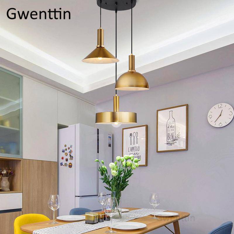 Suspension design à LED dorée style Loft