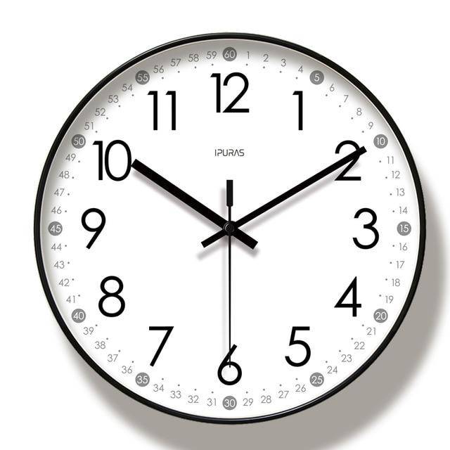 Horloge murale ronde avec chiffres noirs Minute