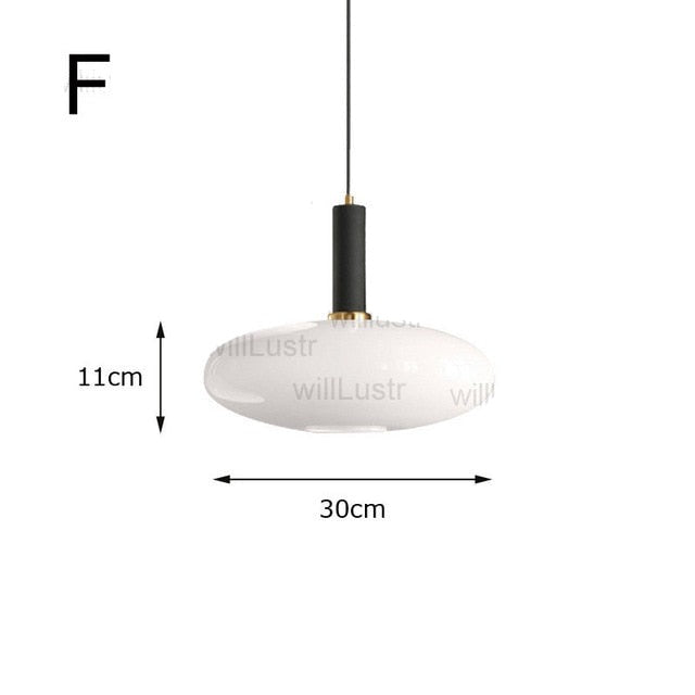 Suspension moderne ovale en verre blanc Valette - vue 9 sur 13