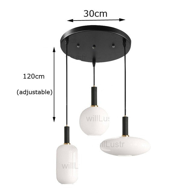 Suspension moderne ovale en verre blanc Valette - vue 12 sur 13