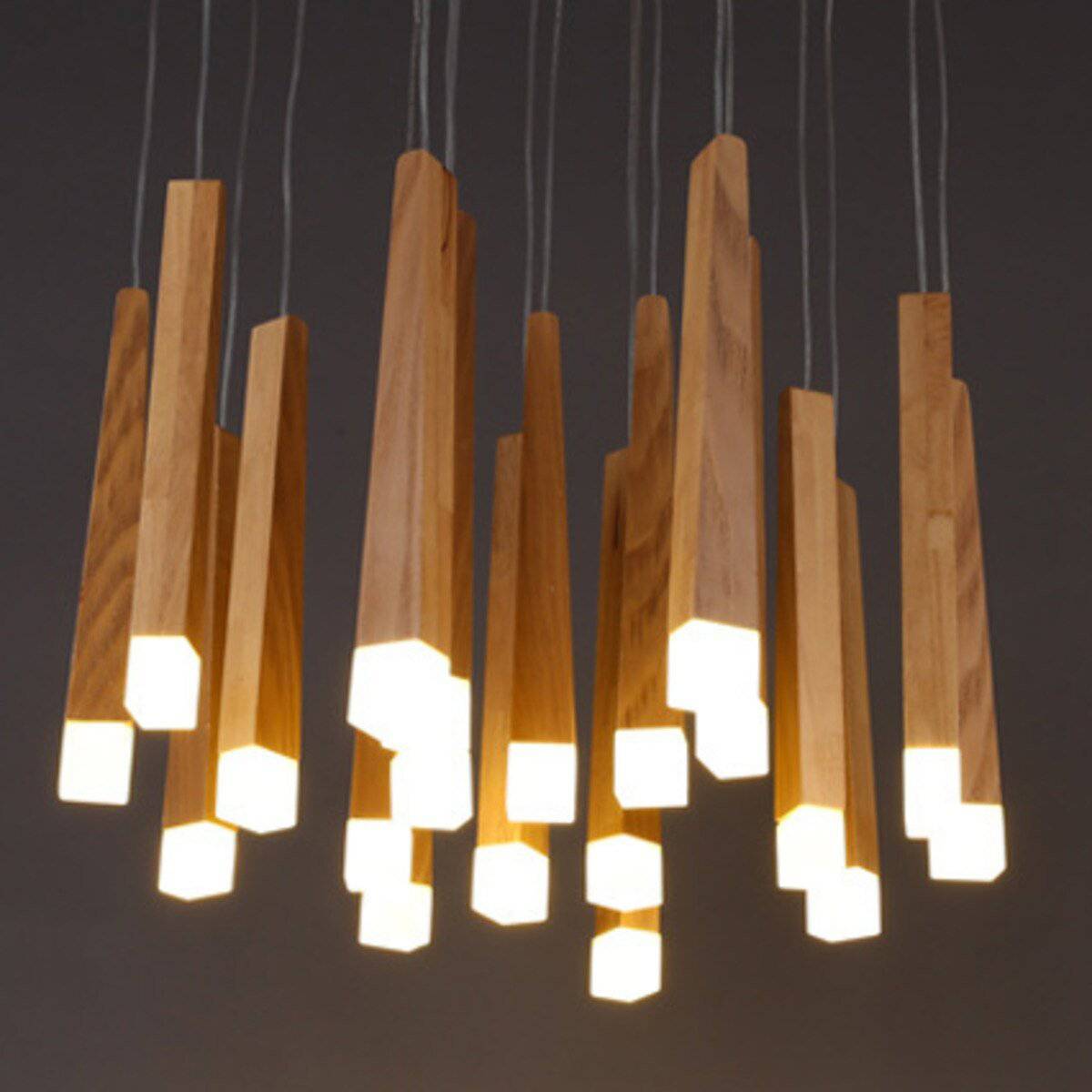 Suspension moderne longue barre en bois Nordic - vue 4 sur 4