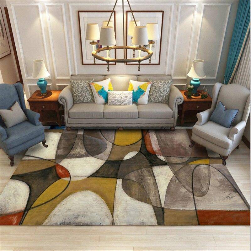 Tapis rectangle coloré style tableau abstrait - vue 3 sur 4