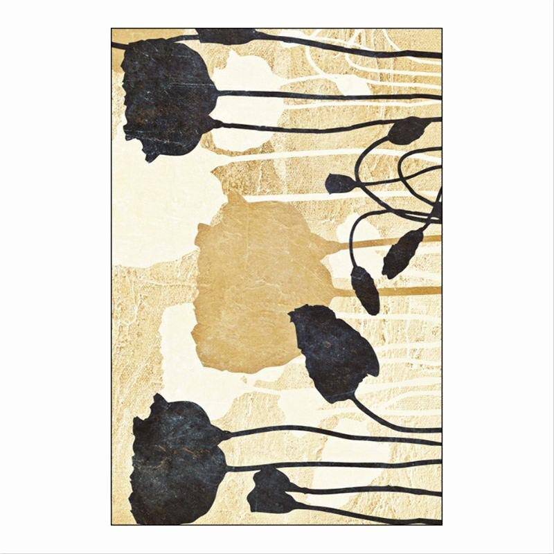 Tapis rectangle beige à fleurs noires Flower - vue 6 sur 5