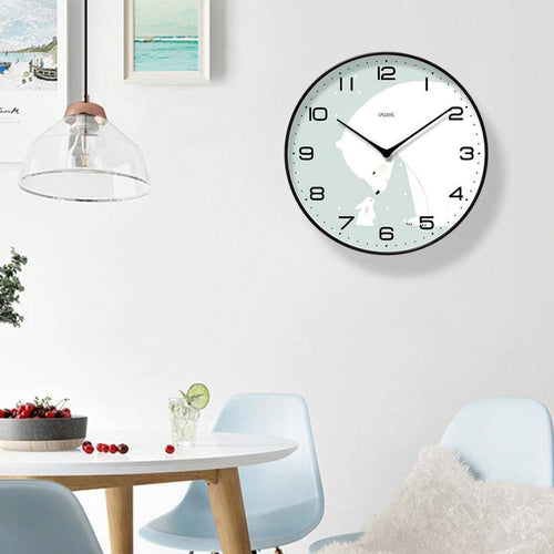 Horloge murale ronde blanche et motifs bleus Chansrun