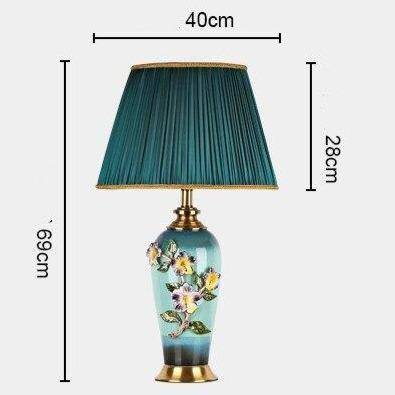 Lampe à poser LED en céramique colorée avec abat-jour style Japonais