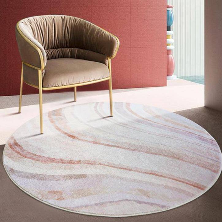 Tapis rond blanc et rose style abstrait Fluffy - vue 3 sur 3