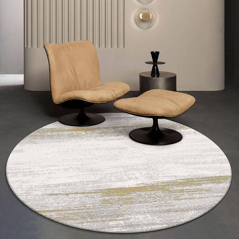 Tapis moderne rond blanc et doré style abstrait Floor - vue 5 sur 4