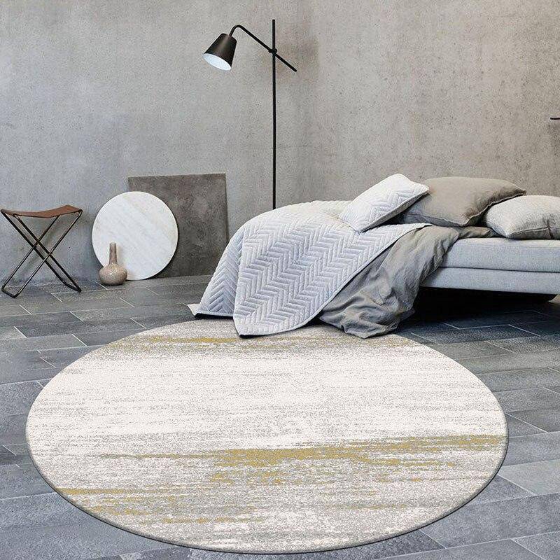 Tapis moderne rond blanc et doré style abstrait Floor - vue 4 sur 4