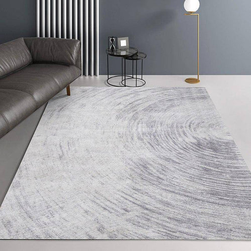 Tapis rectangle moderne spirale grise