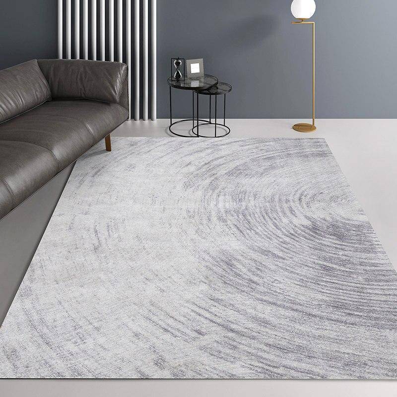 Tapis rectangle moderne spirale grise
